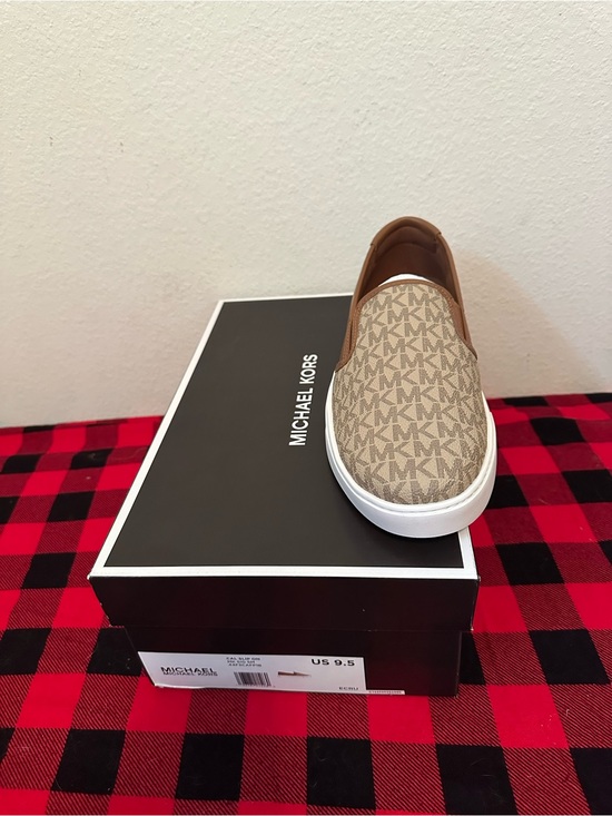 Michael Kors Tan and Beige Monogram Slip-On Sneaker main image 2